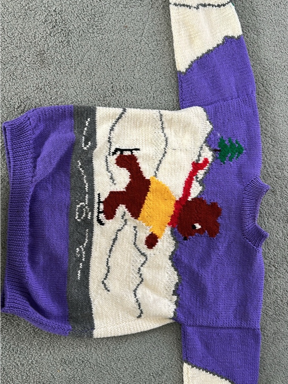 Vintage Purple Bear Graphic Sweater - Women XL